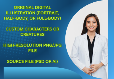 I will create custom digital illustrations or character art