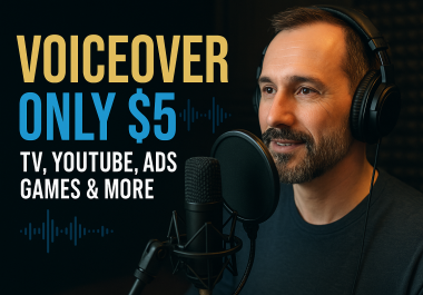 Record a deep professional american male voice over