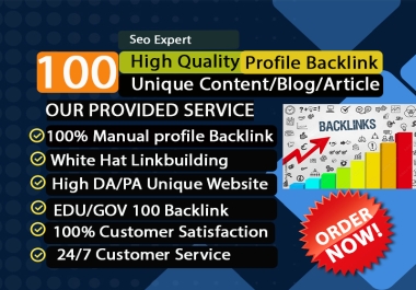 I Will Make 100 profile Backlink on your Website