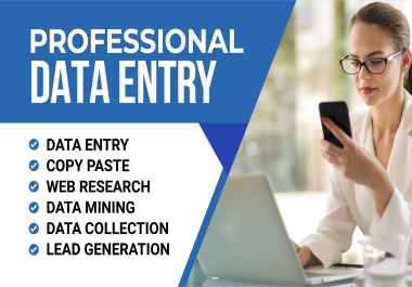 I will provide Professional Data Entry,  Excel Cleaning and Web Research Services