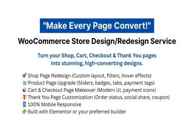I will design,  redesign,  fix,  customize,  and optimize your WooCommerce store