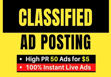 I will post classified ads on top 50 classified ad posting sites