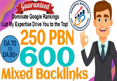 Build 250 PBN DA70+ Backlinks & 600 Backlinks Guest Posts,  Profiles,  Web2 for SEO Ranking