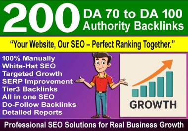 Manually Create 200 UNIQUE DA70- DA100 High Authority Backlinks High PR TF CF Links for SERP Move