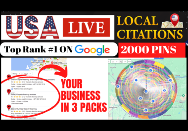 2000 Google Map Citations 20 local listings for USA,  AU,  UK,  GA and Canada
