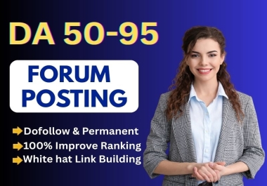 I will manually 60 forum posting backlinks with high DR and da and traffic