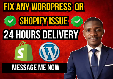 Fix Any WordPress site or online store Issues,  Errors,  or Bugs in 24 Hrs