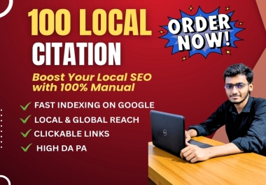 I will do 100 local citation and business listing to high da website for gmb ranking