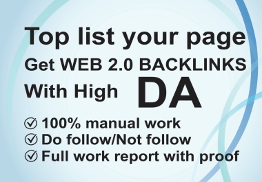 manual web 2.0 backlink service boost rankings,  DA,  and organic reach.