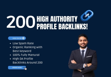 200 High Domain Authority SEO Profile Backlinks Service