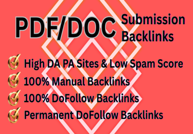 Provide 50 PDF Doc submission backlinks high DA sites