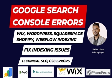 fix google search console errors, wordpress,  wix shopify SEO indexing issues