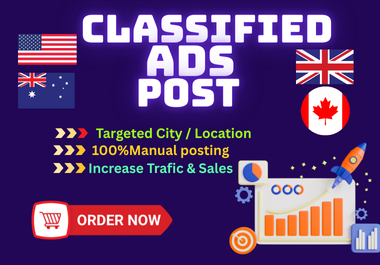 I Will Promote Your Ads On 70 USA,  UK,  Canada & Australia Classified Sites