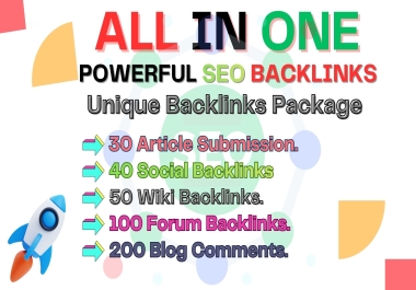 ALL IN ONE SEO Backlinks Package for your website ranking on Google