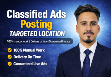 I will do 100 classified ads posting on targeted locations with live ads guarantee