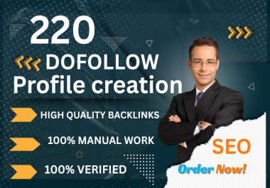 I will efficiently create 220 Profile Creation backlinks on effective sites