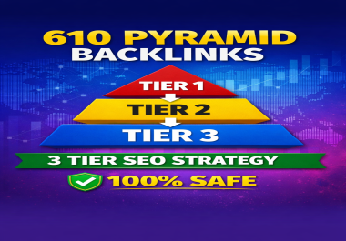 I will build 610 safe 3 tier pyramid backlinks for SEO ranking