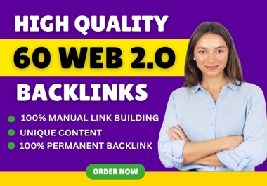 I will provide 60 high quality web 2.0 backlinks with low spam score