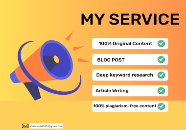 i will provide you Professional Content & Article Writing also Engaging,  SEO-Friendly,  and Original