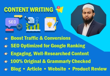 I will create seo optimized content writing,  quality blogs to help grow your article faster.