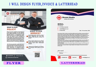 High Quality Flyer Invoice and Letterhead Design Professional and Unique