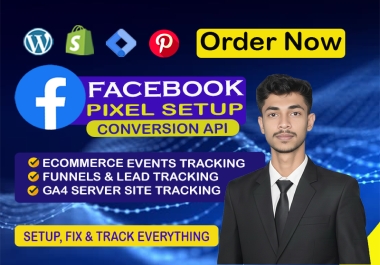 I will setup Facebook pixel,  conversion API & GA4 tracking perfectly