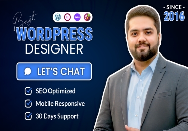 Get Custom WordPress Website Design with Elementor,  Seo Optimization