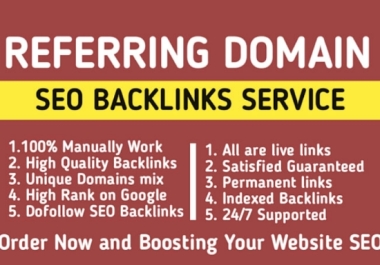 I will build 600 referring domain backlinks for website ranking