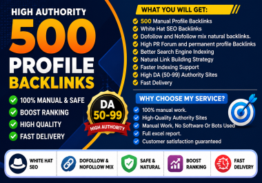 I Will Create 500 High DA Profile Backlinks for Better SEO and Google Rankings