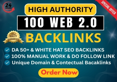 Stuck on Google Page 2 Get 20-100 High DA Manual Web 2.0 Backlinks Safely