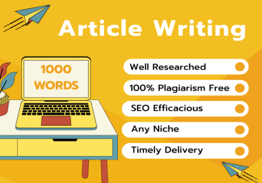 Within 24 Hours 1000 Words SEO Article/Blog Post Writing with Research in Your Niche