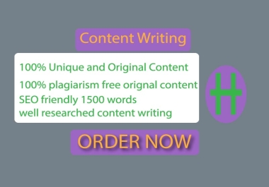 High Quality,  SEO Friendly,  1500 Fresh Words Different type of original Article