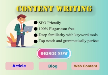 I will write 999+ Words SEO Optimized,  Plagiarism-Free Content on any topic for blogs & Websites