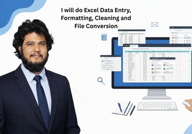 I will do Excel Data Entry,  Formatting,  Cleaning and File Conversion