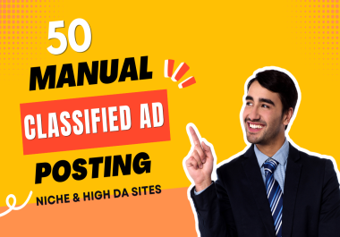 50 Manual Classified Ad Posting on Niche & High DA Sites