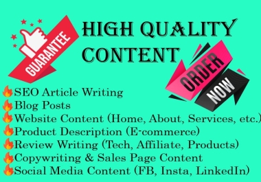 5&times 500 Words High-Quality Unique Content for Blogs & Websites