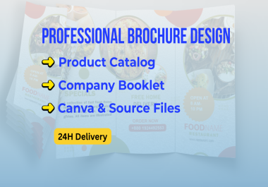 I will design professional brochure,  product catalog,  and company booklet in 24 hours hours