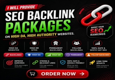I will provide seo backlinks package with use high DA Authority Websites.