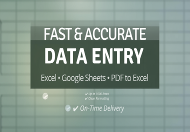 Fast Data Entry,  PDF to Excel,  Copy-Paste Tasks