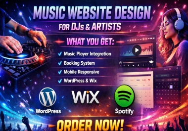 I will create music website dj artist podcast band wordpress wix
