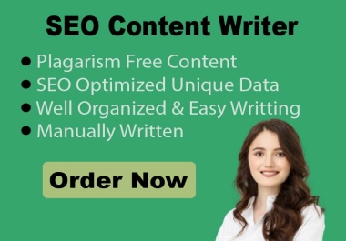I provide plagiarism free,  unique,  SEO friendly content with creativity