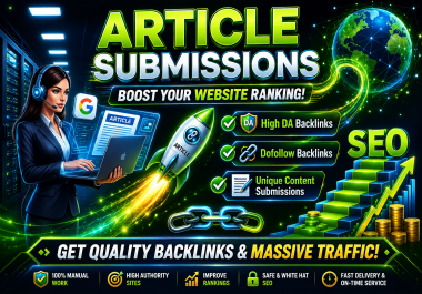 Get 100+ manual article submission backlinks for Google ranking 2026