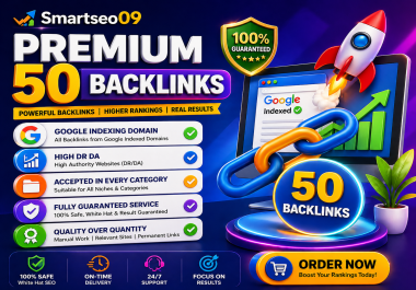 Premium 50 Backlinks Google indexing High DA DR Fully guarantee work