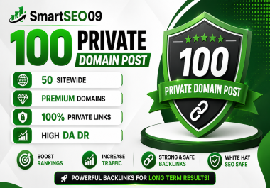 Powerful 100 Private Domain Post and 50 Sitewide Domains Backlinks for Higher Google Rankings