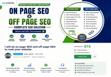 I Will Do Professional On Page SEO and Off Page SEO to Improve Your Website Ranking