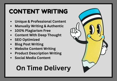 I will provide High quality seo optimized web content,  article,  blog post in 1000+ unique words