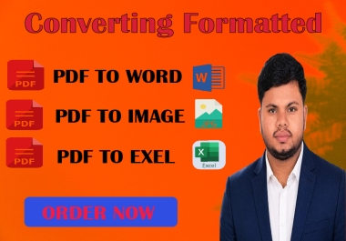 I will do converted pdf to word,  excel,  image & any other file format