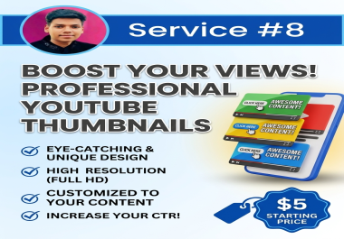 I will create professional YouTube thumbnails and graphics