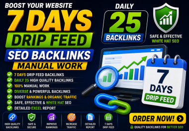 Boost Your Website 7 Days Drip Feed SEO Backlinks Manual Work