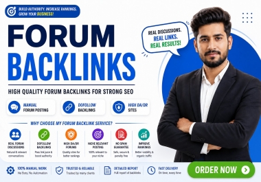 I will do manual 50 forum backlinks from high DA community forum websites
